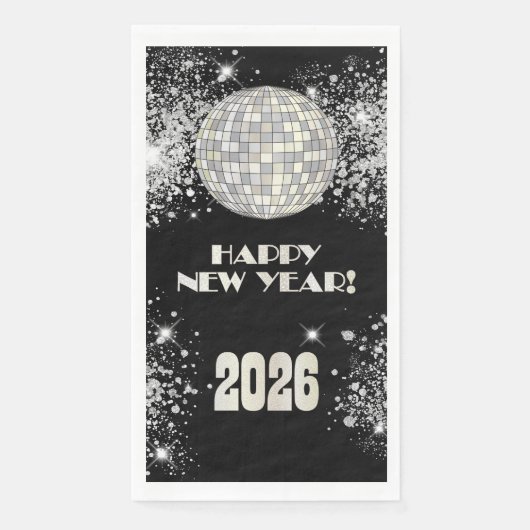 2026 Black Silver Glitter New Year's Eve Party  (正面)