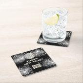 2026 Black Silver Glitter New Year's Eve Party  スクエアペーパーコースター (インサイチュ)
