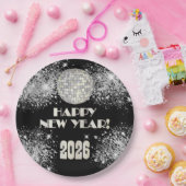 2026 Black Silver Glitter New Year's Eve Party  ペーパープレート (パーティー)