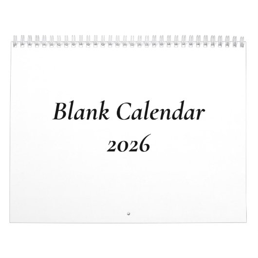 2026 Blank Calendar Without Holidays カレンダー (カバー)