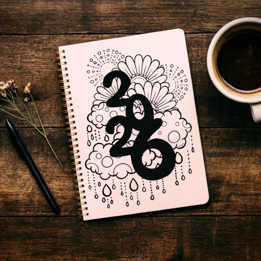 2026 Blooming After the Rain - B & W Line Art プランナー手帳