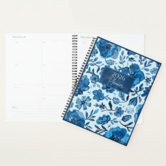 2026 Blue Floral Planner | Elegant | Botanical | プランナー手帳