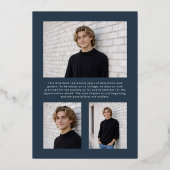 2026 Blue Graduate 4 Photo Graduation Silver 箔招待状 (裏面)