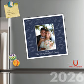 2026 Blue Photo Magnetic Calendar Holiday Card