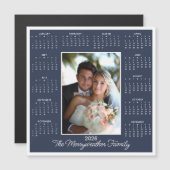 2026 Blue Photo Magnetic Calendar Holiday Card (正面/裏面)