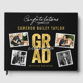 2026 Bold Gold GRAD 4 Multi Photo Graduation Party ゲストブック (正面)