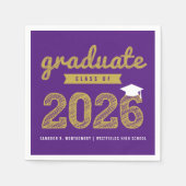 2026 Bold Gold Sketch Text Modern Graduation Party スタンダードカクテルナプキン (正面)