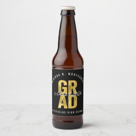 2026 Bold GRAD ゴールドホイルスタイリッシュな卒業パーティー ビールラベル