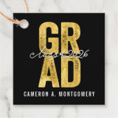 2026 Bold GRAD Gold Typography Graduation Party フェイバータグ (正面)