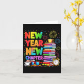 2026 Bookworm Funny Happy New Year Chapter Book Lo カード (黄色い花)