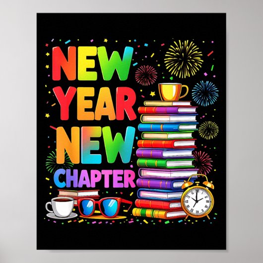 2026 Bookworm Funny Happy New Year Chapter Book Lo ポスター (正面)