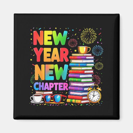 2026 Bookworm Funny Happy New Year Chapter Book Lo マグネット (正面)