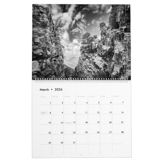2026 Boulder Colorado Nature Calendar カレンダー (3月 2026)