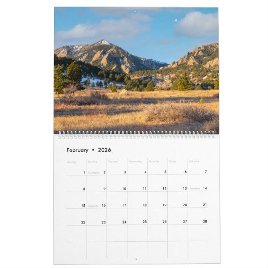 2026 Boulder Colorado Nature Calendar カレンダー (2月 2026)
