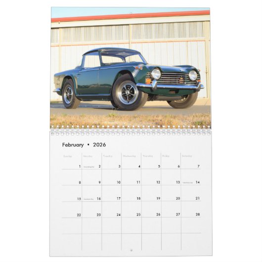 2026 British Classics Calendar カレンダー (2月 2026)