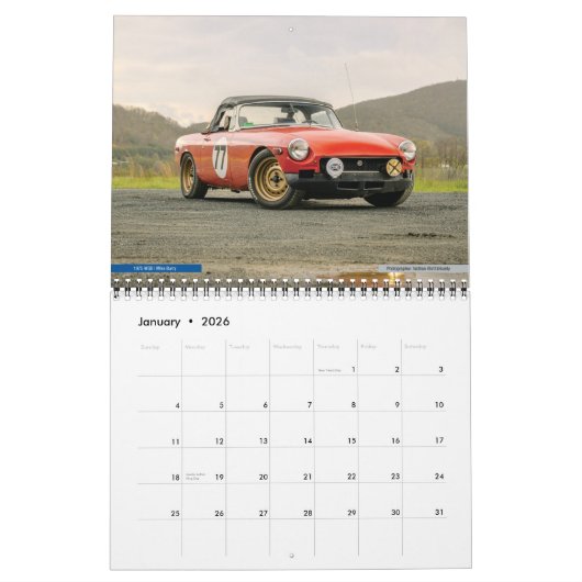 2026 British Classics Calendar カレンダー (1月 2026)