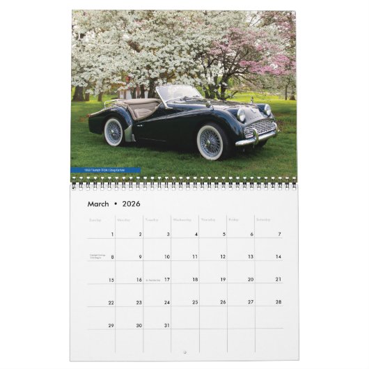 2026 British Classics Calendar カレンダー (3月 2026)