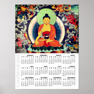 2026 Buddha Calendar, Shakyamuni painting, Nepal ポスター