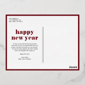 2026 Burgundy Happy New Year Photo Collage 箔シーズンポストカード (裏面)