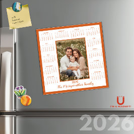 2026 Burnt Orange Photo Magnetic Calendar