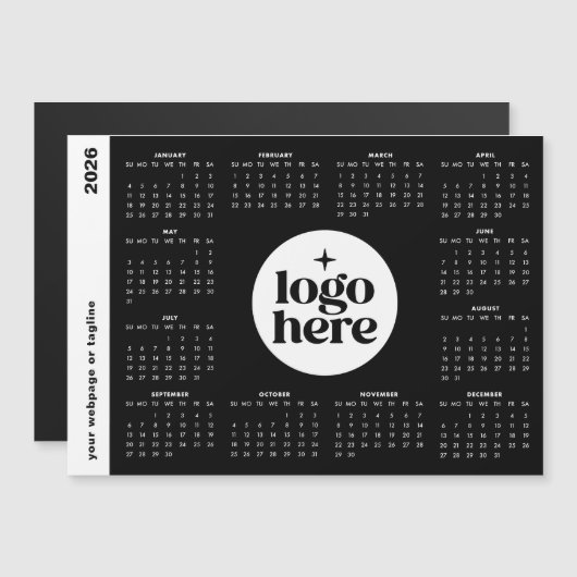 2026 Business Logo Full Year Magnetic Calendar (正面/裏面)