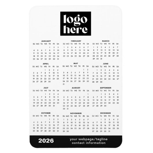 2026 Business Logo Magnet Calendar マグネット (縦)
