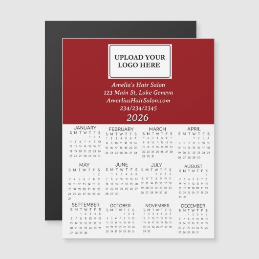2026 Business Logo Mini Calendar (正面/裏面)