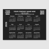 2026 Business Your Logo QRブラックカレンダーマグネット (正面)