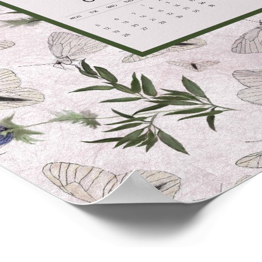 2026 Butterflies Thistle Wall Calendar ポスター (角)