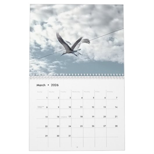 2026 Calendar カレンダー (3月 2026)