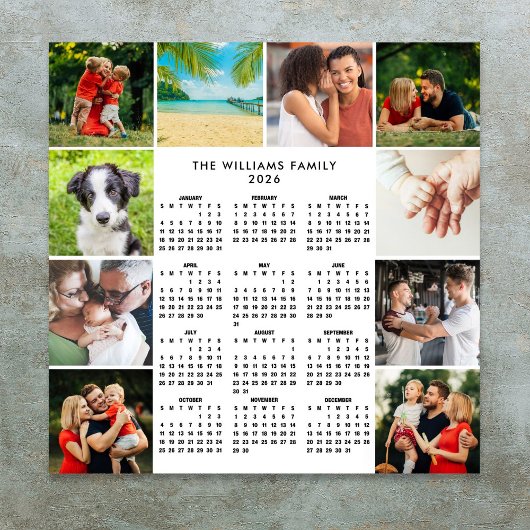 2026 Calendar 10 Photo Collage Family ポスター