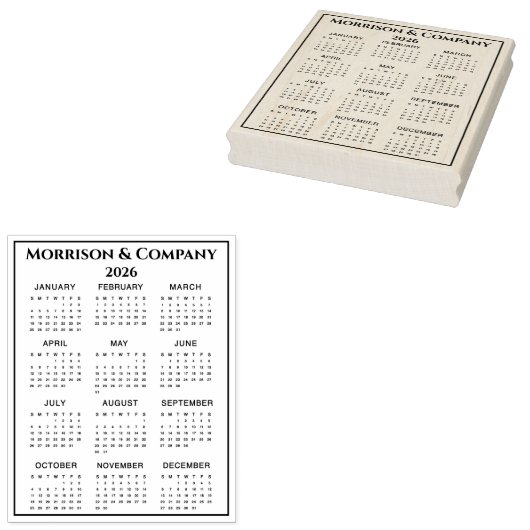 2026 Calendar #3 Four Rows, Three Columns, Name ラバースタンプ (押印)
