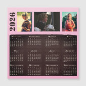 2026 Calendar 3 Photo Collage Magnet Card (正面)