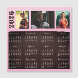 2026 Calendar 3 Photo Collage Magnet Card