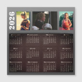 2026 Calendar 3 Photo Collage Magnet Card (正面)