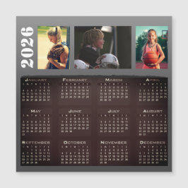 2026 Calendar 3 Photo Collage Magnet Card