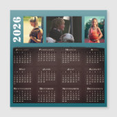 2026 Calendar 3 Photo Collage Magnet Card (正面)