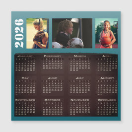 2026 Calendar 3 Photo Collage Magnet Card