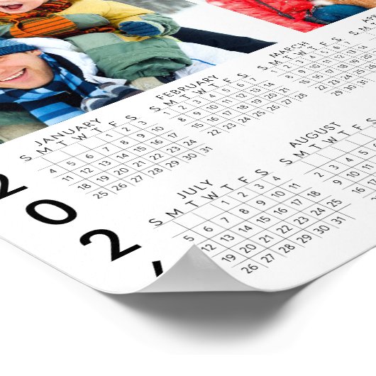 2026 Calendar 4 Photo Collage Personalized Poster ポスター (角)