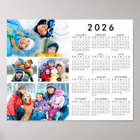 2026 Calendar 4 Photo Simple Poster ポスター (正面)