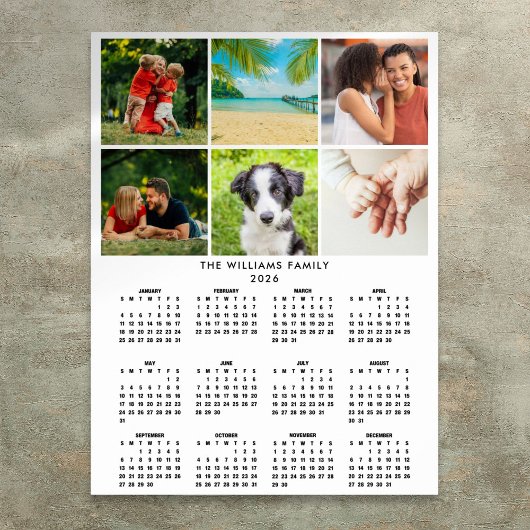 2026 Calendar 6 Photo Collage Modern ポスター