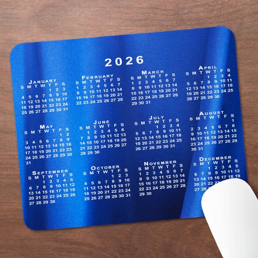 2026 Calendar Abstract Blue Custom Photo マウスパッド