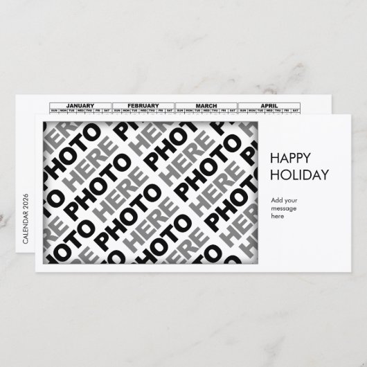 2026 Calendar Add 1 Photo Simple Card (正面/裏面)