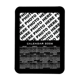 2026 Calendar Add 1 Photos Magnet Black マグネット
