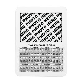 2026 Calendar Add 1 Photos Magnet White マグネット