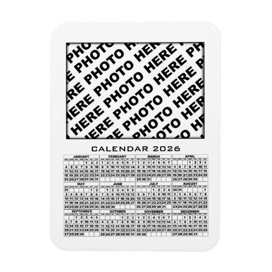 2026 Calendar Add 1 Photos Magnet White マグネット (縦)