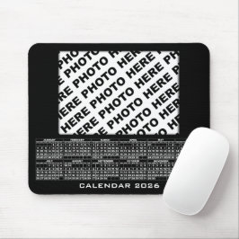 2026 Calendar Add 1 Photos Mousepad Black マウスパッド