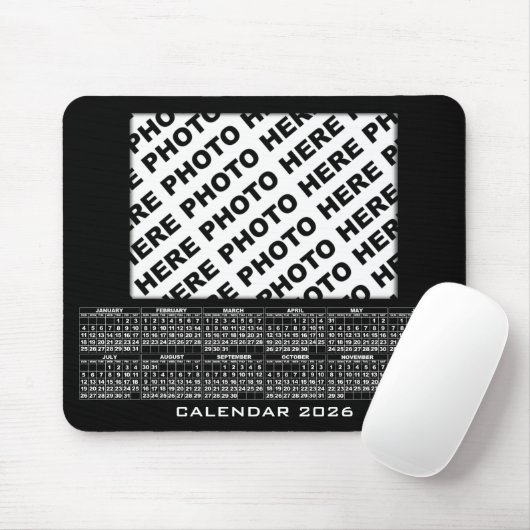 2026 Calendar Add 1 Photos Mousepad Black マウスパッド (マウス)