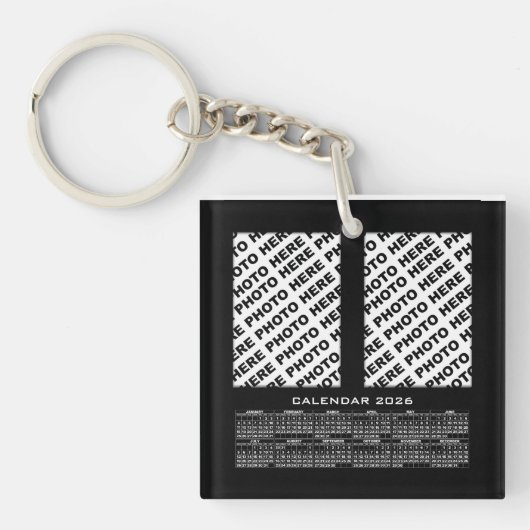 2026 Calendar Add 4 Vertical Photos Keychain キーホルダー (正面)