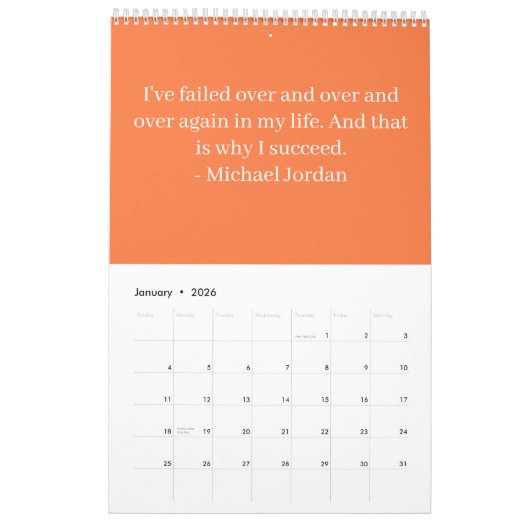 2026 Calendar Basketball Inspirational Quotes  カレンダー (1月 2026)